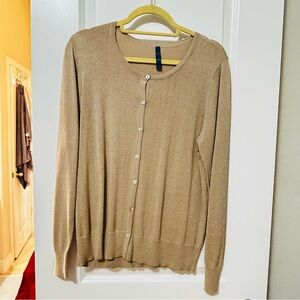 FALLS CREEK Gold Shimmer Button-Up Cardigan – XL
